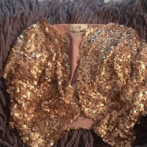 Quarter Length Rose Gold Sequin Jacket